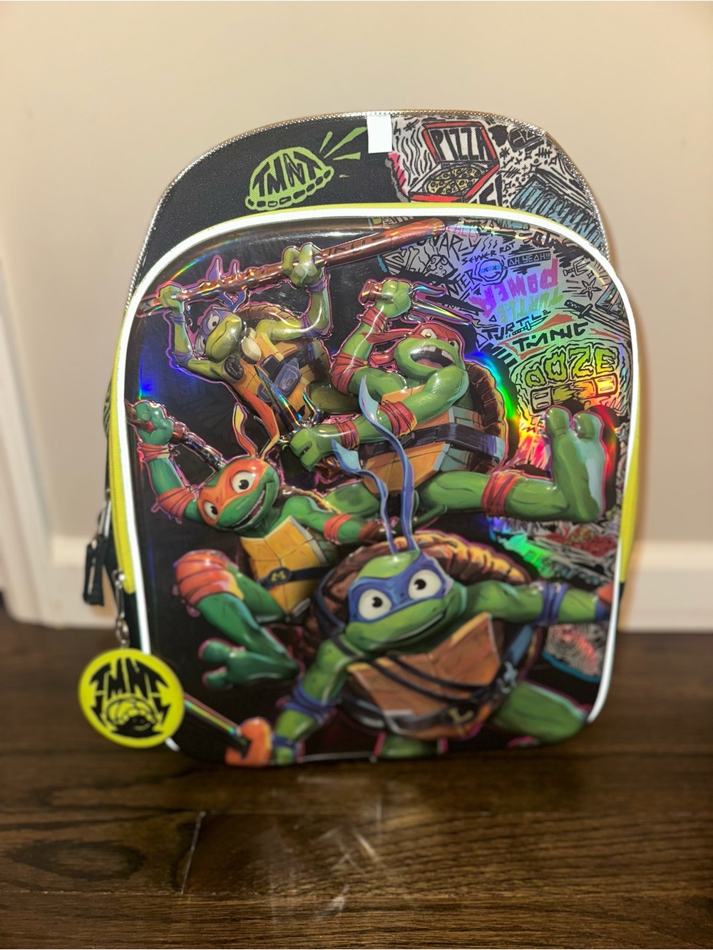 Teenage Mutant Ninja Turtles Kids Backpack - Green Holographic Design